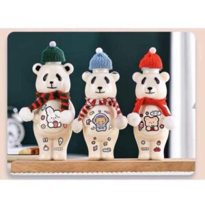 Vaso Cantimplora Oso Navideño Con Correa y Gorrito