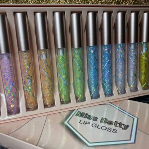 Labial Glitter y Hojuela $75 set $9 pza