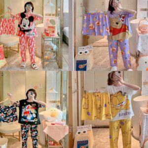 F03set 3 Piezas Pijama kawaii (Short, Pantalon y camisa)