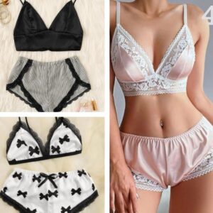 Set Pijama Decorada De Satín