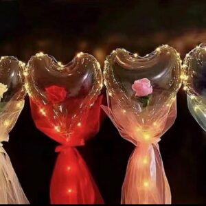 Globo (En Forma De Corazón) LED Con Rosa