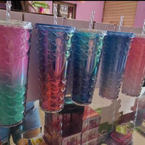 Vaso Tipo Cola De Sirena Incluye Sticker De Pedrería