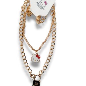 Collar con dije carita Hello Kitty y figura de candadito