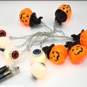 Serie de ojitos y calabazas con sombrero