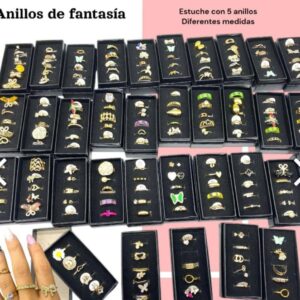 Cajita con 5 anillos de fantasía