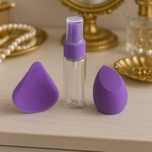 Paquete de mini atomizador esponja de dedo triangular y beauty blender $12 pz $10 por docena